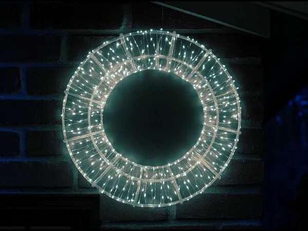 Vánoční LED kruh, studená bílá, 800 LED, Ø 45 cm, plastová konstrukce