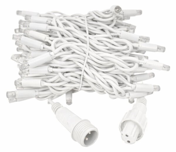 Venkovní LED vánoční řetěz PROFI, bílý kabel, studená bílá, 10m, 100 LED