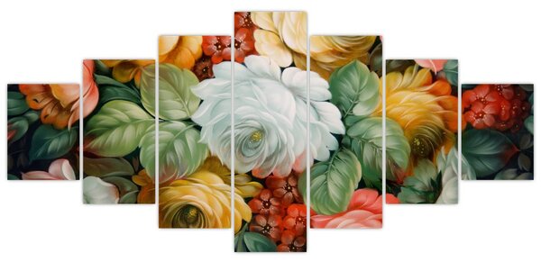 Obraz malované kytice květin (210x100 cm)