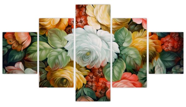 Obraz malované kytice květin (125x70 cm)