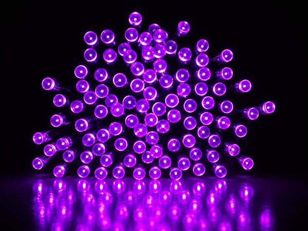 Venkovní LED vánoční řetěz -fialová, 10m, 500 LED, se záblesky nebo stálé svícení