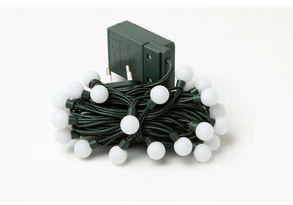 Vnitřní LED vánoční řetěz s kuličkami - studená bílá, 10m, 80 LED