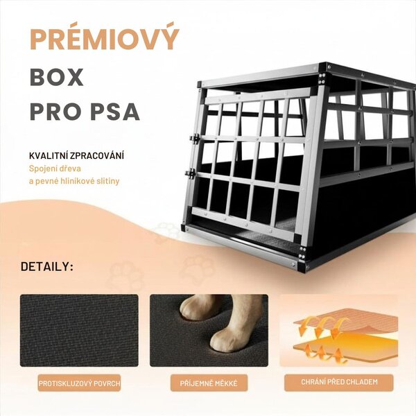 Přepravka pro psa BRUNO, 70x54x51cm, stříbrná/černá Cadoca