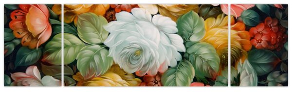 Obraz malované kytice květin (170x50 cm)