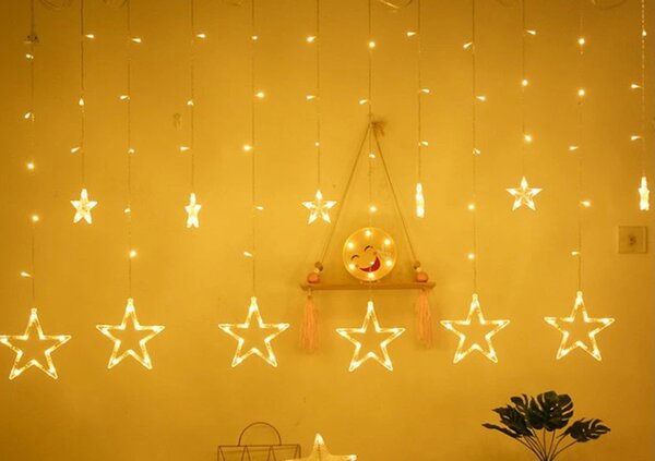 Vnitřní LED vánoční závěs - Hvězdy , 3m, 138 LED, různé barvy na výběr Barva: Studená bílá