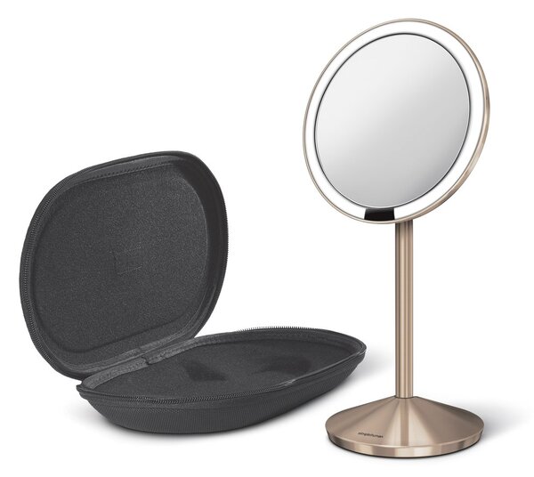 Kosmetické zrcátko Simplehuman - Sensor Tru-lux LED osvětlení, 10x zvětšení, AKU ROSE GOLD
