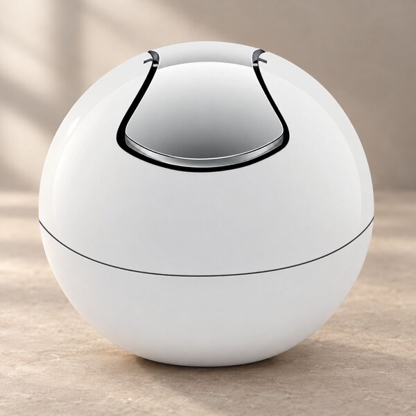 Spirella mini výklopný odpadkový koš BOWL, bílý, plast, 1 L