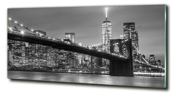 Foto obraz sklo tvrzené New York noc osh-96581039