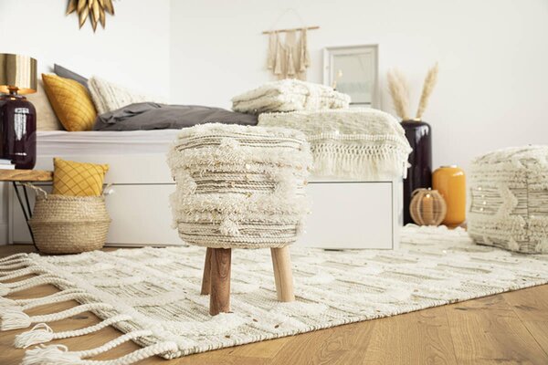 TABURET, dřevo, textil, 38/50/38 cm - Taburety, Online Only
