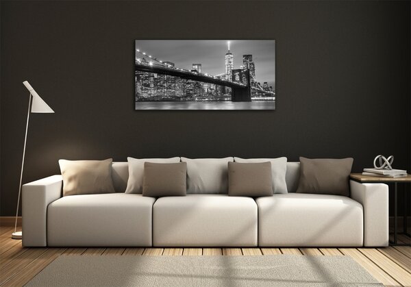Foto obraz sklo tvrzené New York noc osh-96581039