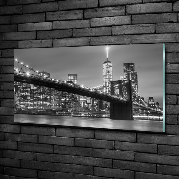 Foto obraz sklo tvrzené New York noc osh-96581039