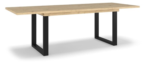 VerDesign MORI jídelní stůl rozkládací, dub artisan/nohy černý kov