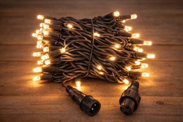 Venkovní LED vánoční řetěz PROFI, černý kabel, teplá bílá, 10m, 100 LED