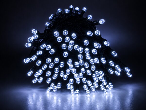 Venkovní LED vánoční řetěz - studená bílá, se záblesky, 30m, 300 LED