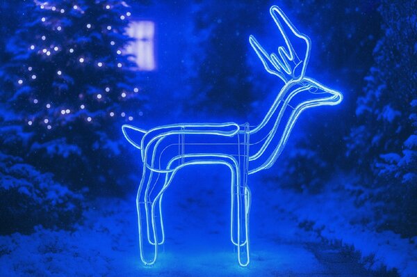 Venkovní vánoční LED svítící sob – 93 × 102 cm, LED neon flex, skládací konstrukce Barva: Teplá bílá