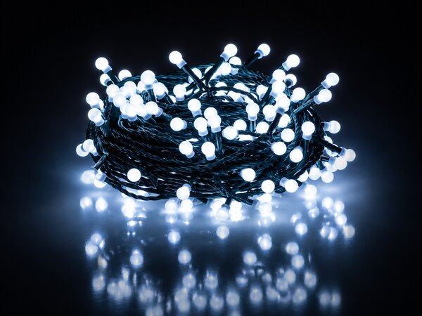 Vánoční LED řetěz s kuličkami - Cherry, 100m, 600 LED diod, studená bílá