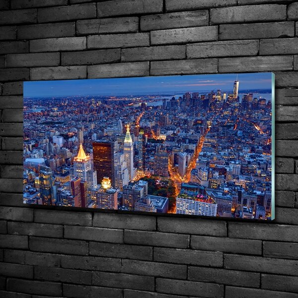 Moderní skleněný obraz z fotografie Manhattan noc osh-96722456