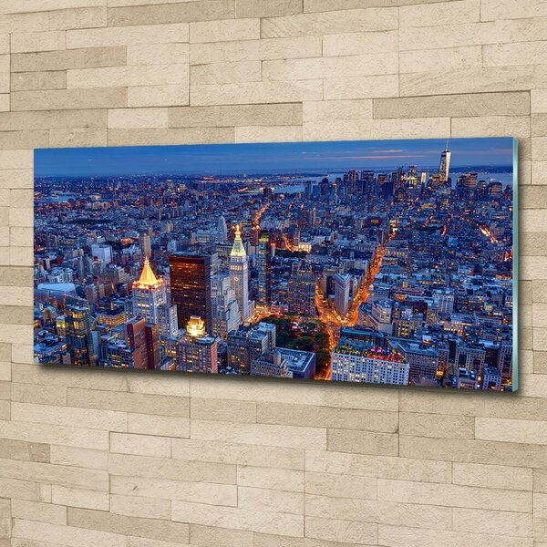 Moderní skleněný obraz z fotografie Manhattan noc osh-96722456