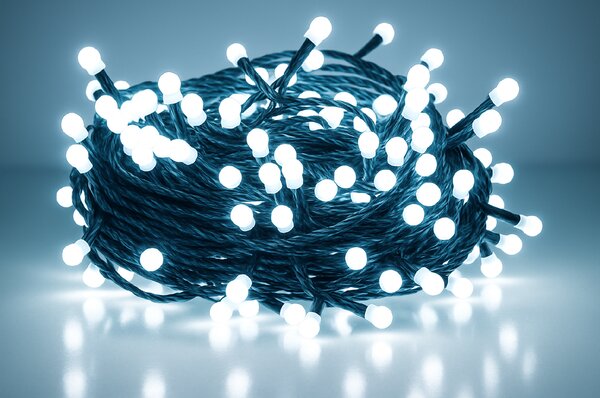 Vánoční LED řetěz s kuličkami - Cherry, 10m, 100 LED diod, studená bílá, propojovatelný