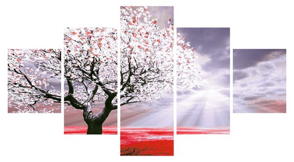 Červený obraz stromu (125x70 cm)