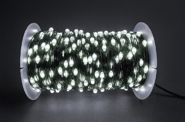 Vánoční LED mikro řetěz s kapkovými diodami, studená bílá, 50M, 500 LED, 8 programů, dálkový ovládač