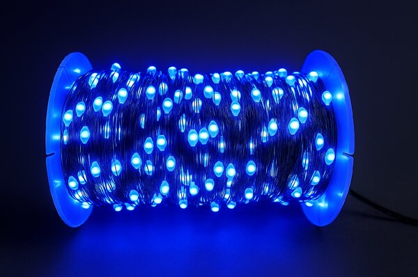 Vánoční LED mikro řetěz s kapkovými diodami, modrá, 50M, 500 LED, 8 programů, dálkový ovládač