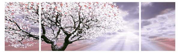 Červený obraz stromu (170x50 cm)