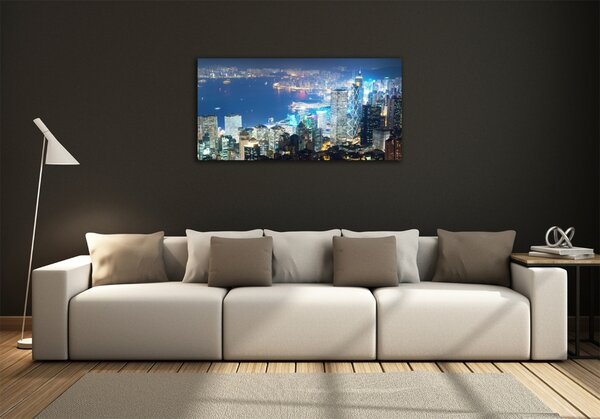 Foto obraz sklo tvrzené Noční Hongkong osh-97604985