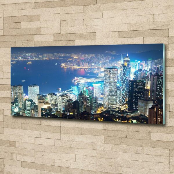 Foto obraz sklo tvrzené Noční Hongkong osh-97604985