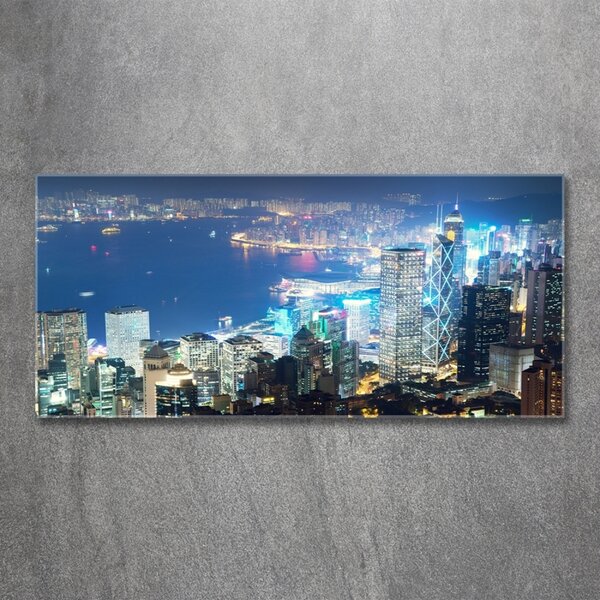 Foto obraz sklo tvrzené Noční Hongkong osh-97604985