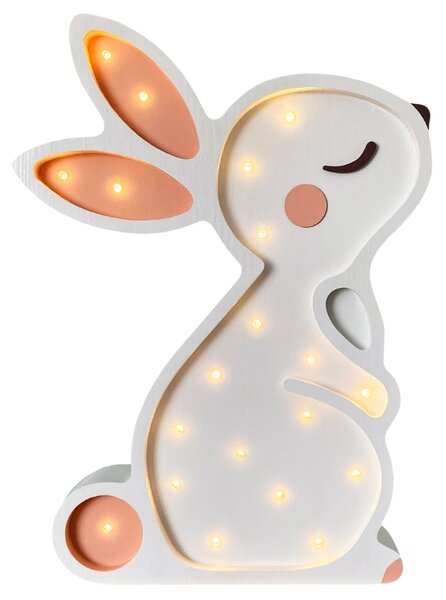 Peekaboo Bílá dřevěná dětská LED lampa Králíček 38 cm
