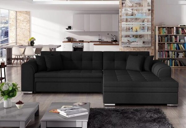 Rohová rozkládací sedačka PALERMO, 294x80x196, sawana14 black, pravá