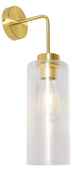 Nástěnná lampa v art deco stylu zlatá se sklem - Laura