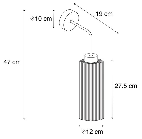 Nástěnná lampa v art deco stylu zlatá se sklem - Laura