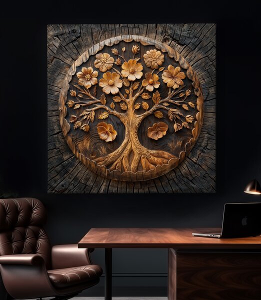 Obraz na plátně - Strom života Flow Air, dřevo styl FeelHappy.cz Velikost obrazu (šířka x výška): 40 x 40 cm