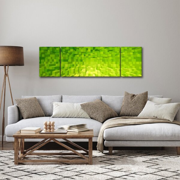 Obraz žlutozelených kostiček (170x50 cm)