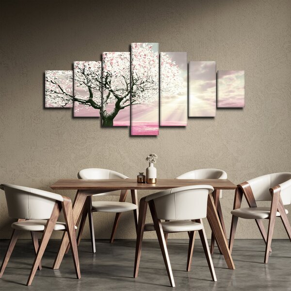 Růžový obraz stromu (210x100 cm)