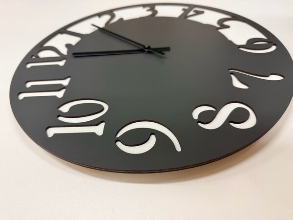 Nástěnné hodiny CLOCK Zvolte barvu dekoru: Antracit-Černá | Velikost hodin: 35x35 | Barva ručiček: Stříbrné