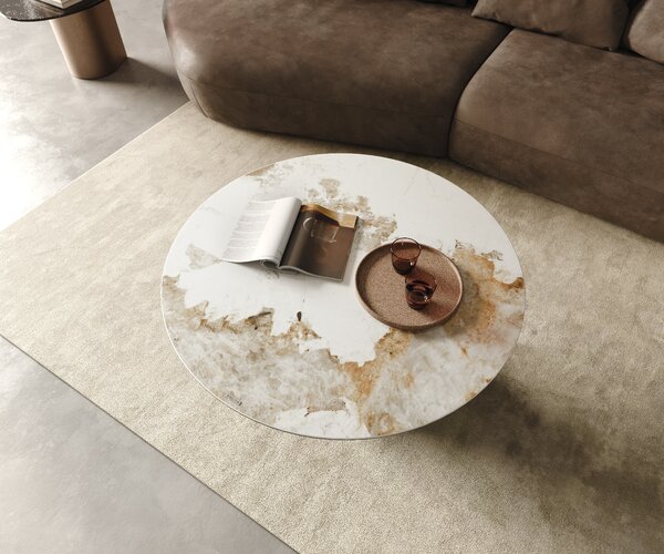 DELIFE Konferenční stolek Edge kulatý 100×100 cm keramika Minas Melange Borna Titanová barva