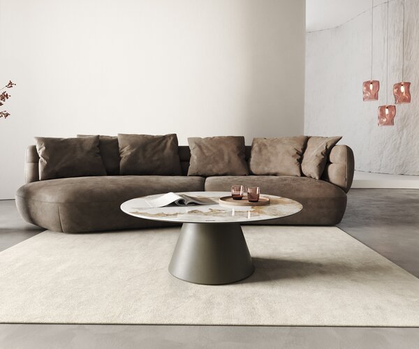 DELIFE Konferenční stolek Edge kulatý 100×100 cm keramika Minas Melange Borna Titanová barva