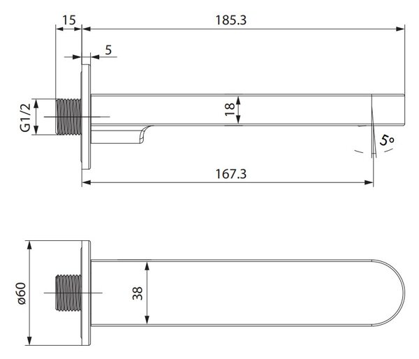 Cersanit Inverto, podomítková vanová výlevka 185mm, černá matná, S951-557
