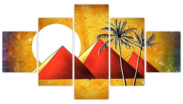 Obraz malovaných egyptských pyramid (125x70 cm)