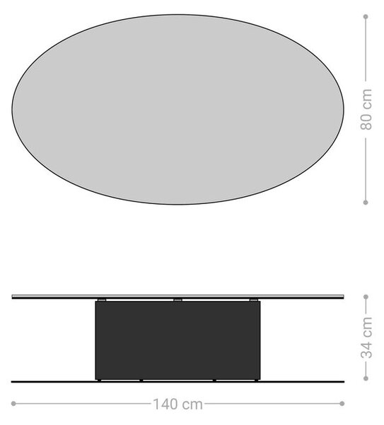 DELIFE Konferenční stolek Edge oválný 140×80 cm keramika beton šedá Casilda titanová barva