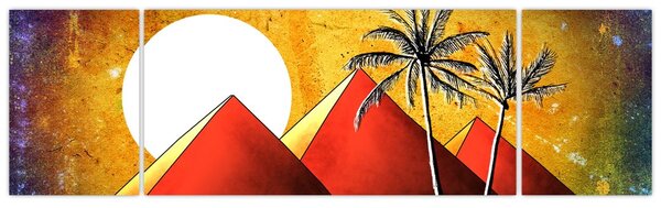 Obraz malovaných egyptských pyramid (170x50 cm)