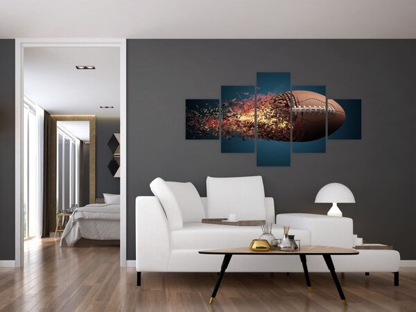 Obraz - Ragbyový míč v akci (125x70 cm)