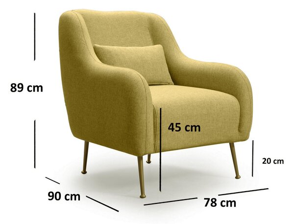 Křeslo Samantha (žlutá + zlatá). Akce -24%