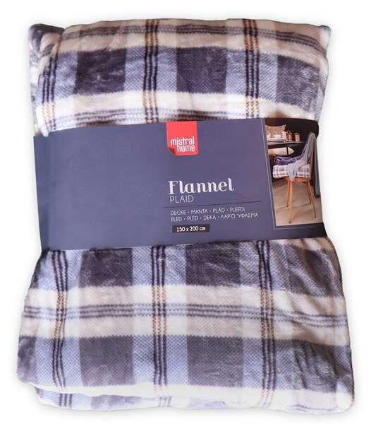 Mistral home Pléd Mistral Home Flannel printed Navy check modrá 150x200 cm