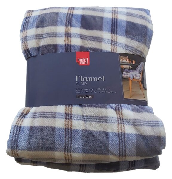 Mistral home Pléd Mistral Home Flannel printed Navy check modrá 150x200 cm