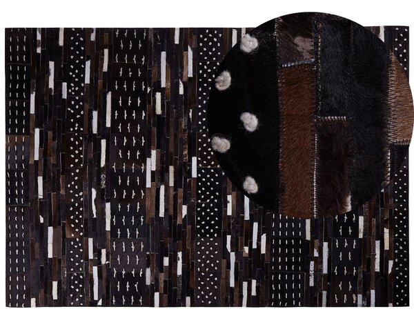 Kožený patchworkový koberec 160 x 230 cm hnědý AKSEKI