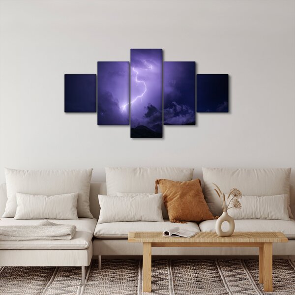 Obraz - fialová obloha a blesk (125x70 cm)